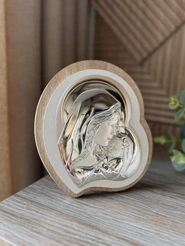 Серебряная икона Матерь Божья с Иисусиком (код АЕ 1101 1) 11*12 см