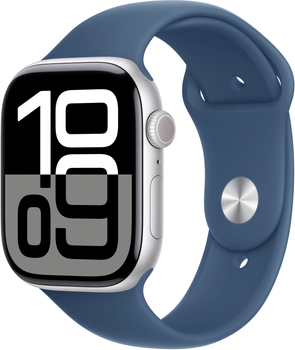 Смарт-часы Apple Watch Series 10 GPS 46mm Silver Aluminium Case with Denim Sport Band - M/L (MWWM3QH/A)