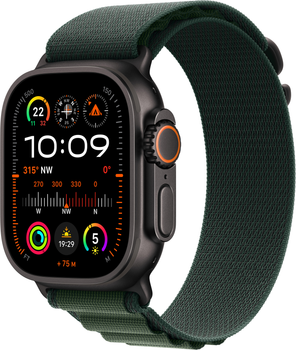 Смарт-часы Apple Watch Ultra 2 (2024) GPS + Cellular 49mm Black Titanium Case with Dark Green Alpine Loop - Medium (MX4R3UL/A)