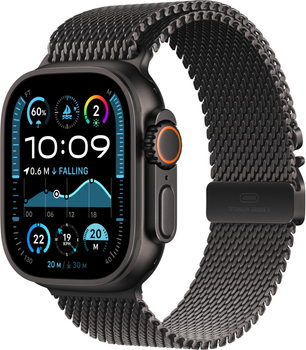 Смарт-часы Apple Watch Ultra 2 (2024) GPS + Cellular 49mm Black Titanium Case with Black Titanium Milanese Loop - L (MX5V3UL/A)