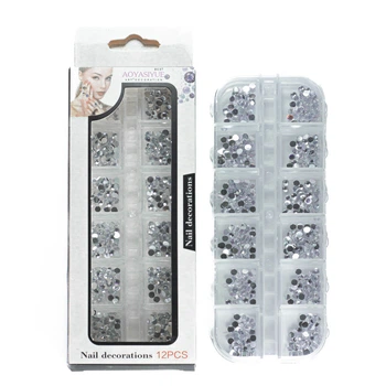 Набір страз для манікюру Aoyasiyue Nail Decoration асорті 12 шт № 6 Сріблясті