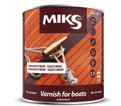 Лак алкід-уретановий глянцевий яхтовий MIKS YACHT Прозорий 2,3 л
