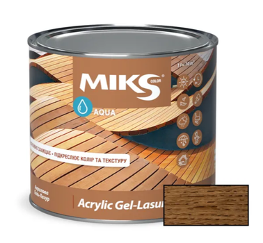 Гель-лазур для деревини акрилова напівглянсова Miks Color (Горіх) 2,5 л