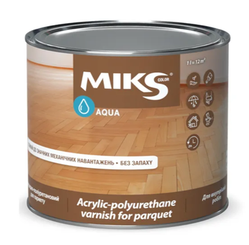 Лак для паркету акрил-поліуретановий шовковисто-матовий Miks Color (Прозорий) 0,75 л