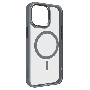 Чохол Apple iPhone 15 Pro Max, Unit MagSafe, Сірий, прозорий, магсейф, протиударний, магнітний, панель-накладка з підтримкою MagSafe, з підтримкою бездротової зарядки, TPU+PC, захист всього корпусу, ударостійкий, ArmorStandart (ARM74858)
