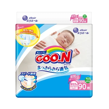 Подгузники goo.n для новорожденных до 5 кг (размер SS, на липучках, унисекс, 90 шт)