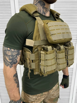 Тактическая плитоноска Cordura 1000D с системой MOLLE с подсумками Coyote