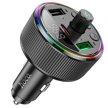FM-трансмітер модулятор Hoco E82 Guerrero (PD30W+QC3.0 LED) в машину Чорний