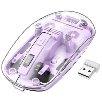 Миша Wireless Hoco GM29 dual-mode silent бездротова оптична 2.4Гц 800-1600DPI для комп'ютера/ноутбука Фіолетовий