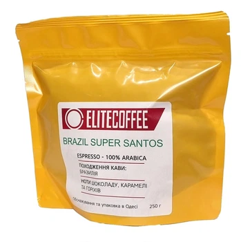 Кава ELITECOFFEE Brazil Super Santos у зернах 250 г