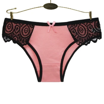 Женские хлопковые трусики трусы с кружевом Honey Fashion Accessories XS/S розовый (2-44)