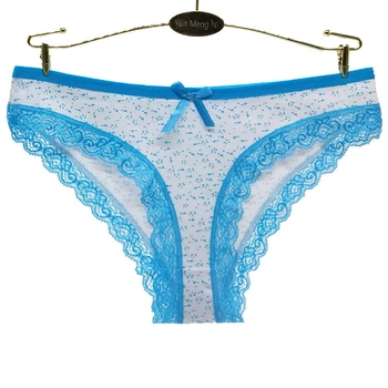 Женские хлопковые трусики трусы с кружевом Honey Fashion Accessories S/М голубой (2-144)