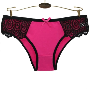 Женские хлопковые трусики трусы с кружевом Honey Fashion Accessories S/М ярко-розовый (2-44)