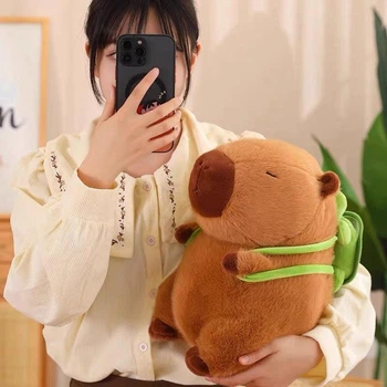 Игрушки Капибара с Рюкзаком Черепашка Плюшевая Обнимашка Мягкая My Kigu Антистресс Коричневый 40 см (9066)