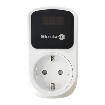 Реле контролю напруги побутове ElectrO РП з чорним дисплеєм розеточне цифрове 16А (140В - 280В)