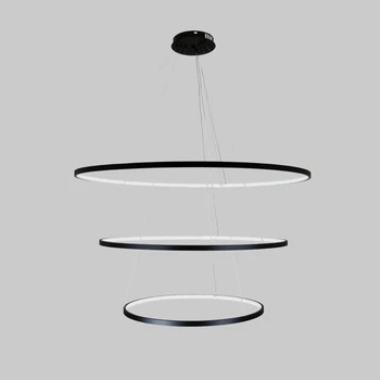 Чёрная кольцевая светодиодная тройная люстра 60+80+100см «Circle» (52-9832-3A BLACK LED (600+800+1000))