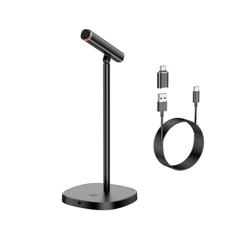 Настольный микрофон для Компьютера Ноутбука HOCO L16 Mike USB desktop microphone |Type-C/AUX 3.5mm| Черный