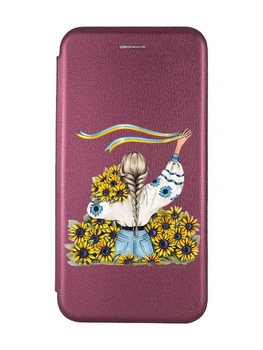 Чехол-книжка с рисунком для Samsung Galaxy A25 (A256) Бордовый :: Девушка с лентой (принт 25)