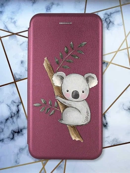 Чохол-книжка з малюнком для Samsung Galaxy A15 (A155) Бордовий :: Коала (принт 132)