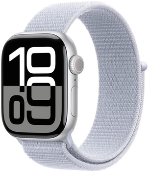 Smartwatch Apple Watch Series 10 GPS + Cellular 42mm Silver Aluminium Case with Blue Cloud Sport Loop (MWX53)