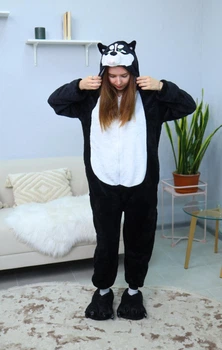 Піжама кігурумі My Kigu Жіноча Хаскі Чорний розмір M 155-165 (107841)