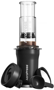 Zestaw AeroPress Go Plus Zaparzacz do kawy + Kubek termiczny + Papierowe filtry 45 szt + Składane mieszadło + Miarka Czarny 300 ml (85276082424)