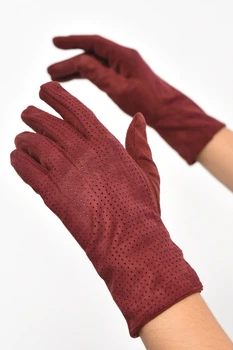 Перчатки женские текстильные сенсорные бордового цвета RuBi (187502)