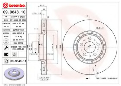 Гальмівний диск Brembo (09984811)