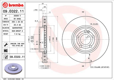 Гальмівний диск Brembo (09E02211)