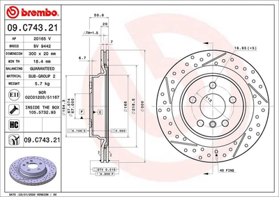 Тормозной диск Brembo (09C74321)