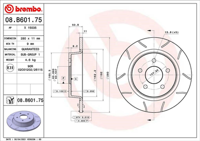 Гальмівний диск Brembo (08B60175)