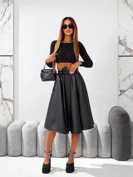 Fashions • Женская юбка из эко-кожи Stefania Fashions 52-54 черный (1737-аз)