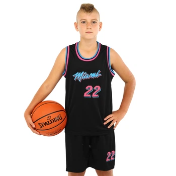 Форма баскетбольная детская NBA клуб Miami 22 NB-Sport размер XL/28 134-150 см цвет черный-фуксия BA-3769