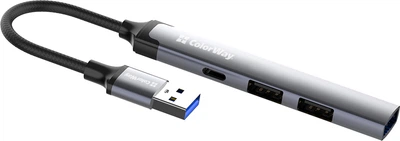 USB-хаб ColorWay USB-A - 2xUSB-A 2.0 USB-A 3.0 USB-C Dark Grey (CW-HUB05)
