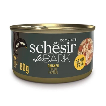 Повнораціонний беззерновий вологий корм для котів Schesir After Dark Chicken Шезір курка в бульйоні натуральні консерви банка 80 г (212016)