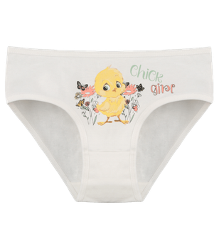 Детские слипы для девочки с принтом Chick Girl - Donella - 4111Y24 - 110-116 см - Молочный
