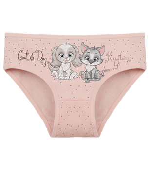 Детские слипы для девочки с принтом Cat Dog - Donella - 4112Y3 - 122-128 см - Персиковый