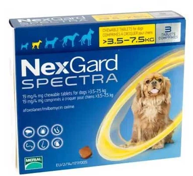 Таблетки Nexgard Spectra Merial від бліх та кліщів для собак вагою 3,5-7,5кг, 1 таблетка