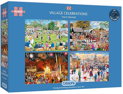 Zestaw puzzli Gibsons Village Celebrations 35 x 49 cm 4 x 500 elementów (5012269050516)