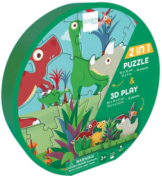 3D Puzzle Scratch Dinozaury 2 w 1 34 x 25 cm 36 elementów (5414561812029)