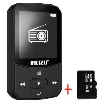 Многофункциональный MP3 музыкальный плеер Ruizu X52 Sports с Bluetooth 5.0, сенсорным экраном, клипсой и картой памяти 8 Гб, черный "G" (87273354)