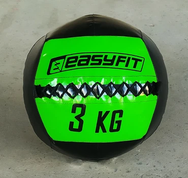 Медицинский мяч EasyFit Wall Ball 3 кг Ø33 см черно-зеленый медбол для фитнеса и кроссфита (EF-WB-03)