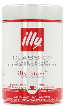 Кава мелена Illy Classico Класичне обсмаження в металевій банці 250 г (8003753900438)