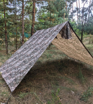 Пончо дощовик Мембранне тактичне з велкро панелями, плащ намет тент військовий ЗСУ, накидка від дощу Піксель, Розмір L, Зріст 178 – 190 см