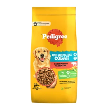 Сухий корм для собак Pedigree для дорослих собак з яловичиною та овочами 12 кг