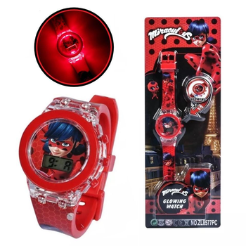 Детские наручные часы с подсветкой "Леди Баг (Ladybug)" красный 1043-13
