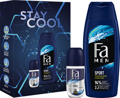 Набір для чоловіків Fa Men Sport Stay Cool Кульковий дезодорант 50 мл + Гель для душу 400 мл (4015100863345)