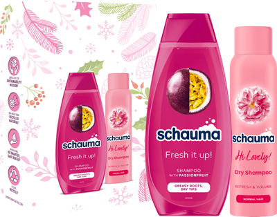 Набір для жінок Schauma Fresh it Up. Refresh & Volume Шампунь Fresh it Up 400 мл + Сухий шампунь Hi Lovely! 150 мл (4015100863406)