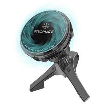 Автотримач для телефона магнітний з бездротовою зарядкою MagSafе Promate MagChill-Ga Black (magchill-ga)