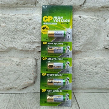 Батарейка GP 23A Alkaline 12V — щелочная высоковольтная батарея для пультов и сигнализаций (уп. 5 шт)